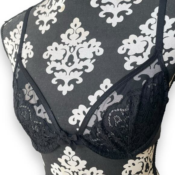 Victoria's Secret Body by Victoria Black Lace Unlined Demi 34C Bra - Picture 3 of 8